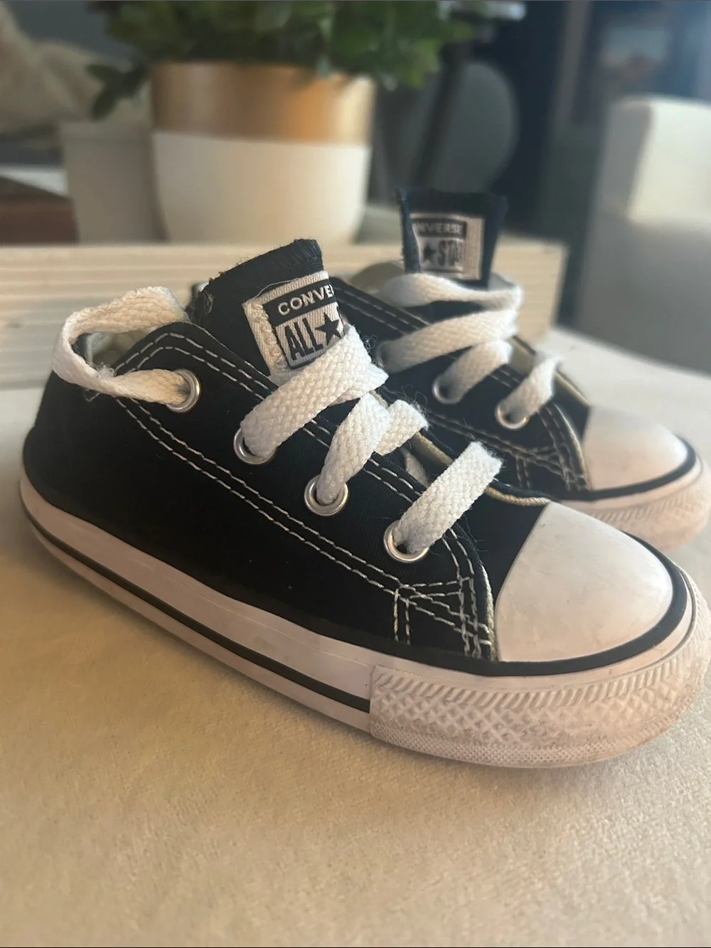 Converse Kids Black and White Low-Top Sneakers